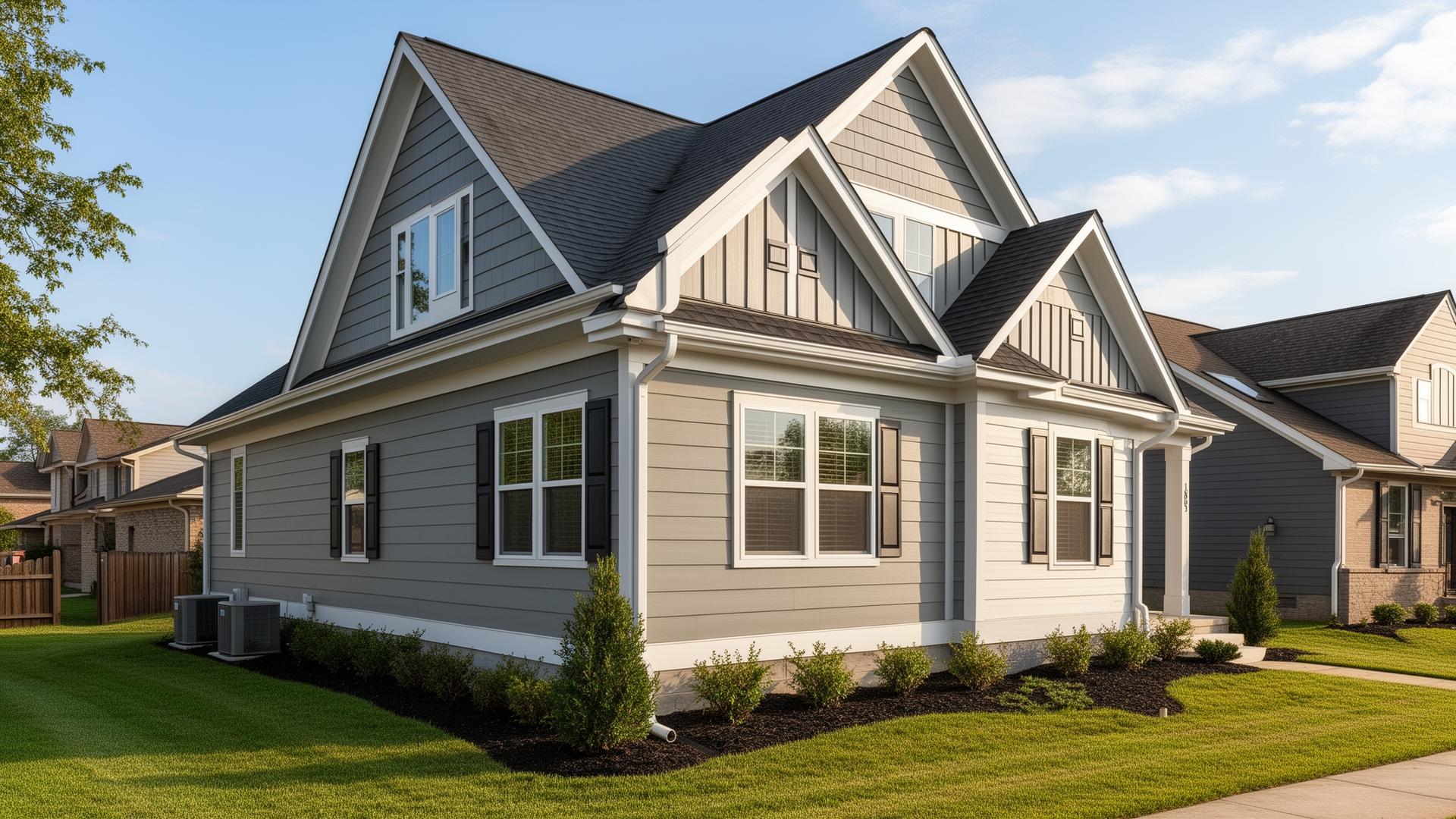 Baltimore County home exterior with new siding, gutters, and deck